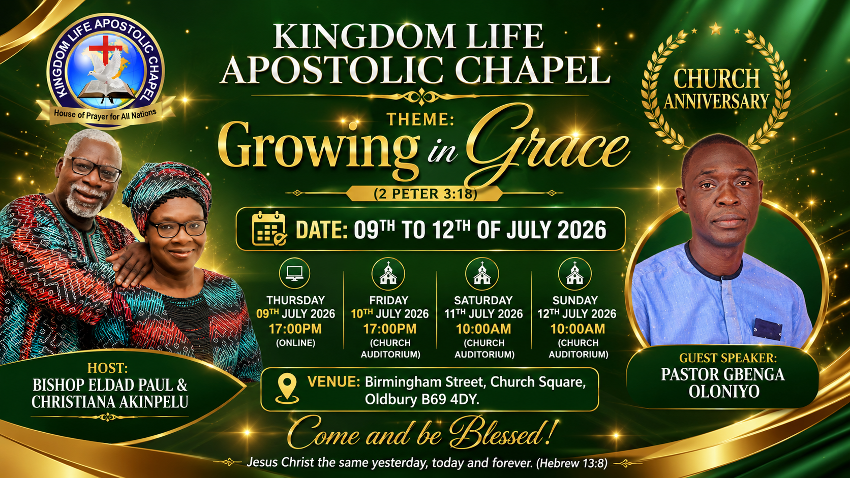 chruch anniversary 2026